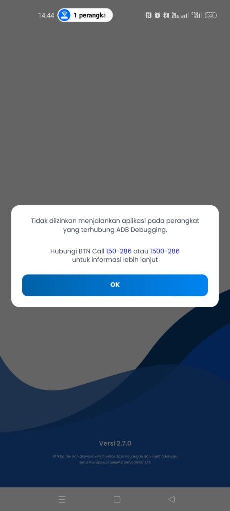 Aktivasi m-banking Bank BTN ke blokir, silakan hubungi whatsapp BTN call (+62821/222/0404) atau email btncontactcenter@btn.co.id